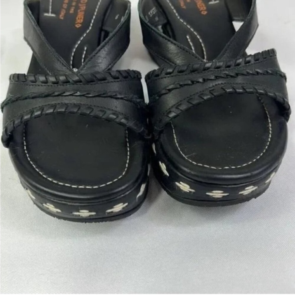 DONALD J PLINER System Leather Wedge Sandal Black Sz 6 EUC - Picture 2 of 5